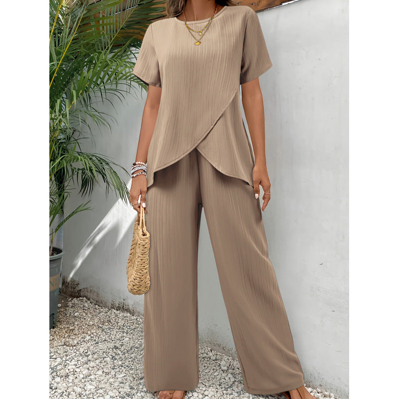 Two-piece Short Sleeve Pullover Loose Casual Set