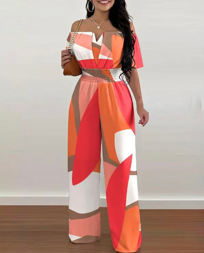 Women's Shoulder Fitted Waist Jumpsuit