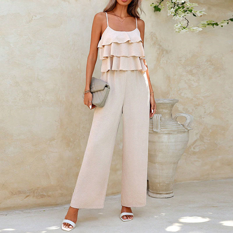 Lotus Leaf Suspender Jumpsuit