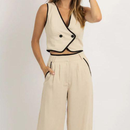 Vest Polyester Fiber Women's Top Set